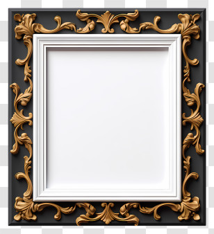 Flat Photo Frame - Ornate Golden Picture Frame Illustration Transparent PNG
