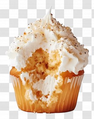 Cupcake - Vanilla Cupcake With Bite Transparent PNG