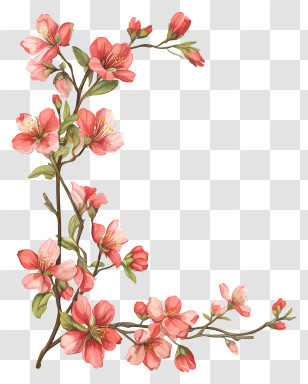 Cherry Blossom Vine - Pink Floral Branch Decoration Transparent PNG