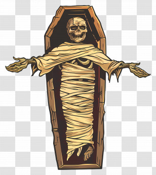 Scary Mummy - Mummy In Coffin Illustration Transparent PNG
