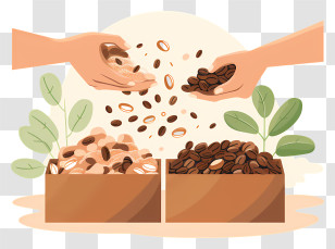 Coffee Beans - Hands With Seeds For Planting Transparent PNG