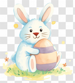 Easter Bunny - Easter Bunny With Festive Egg Transparent PNG