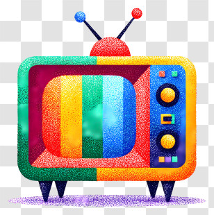 Vintage Television - Colorful Retro TV With Antenna Transparent PNG