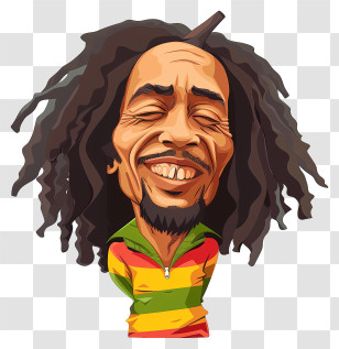 Bob Marley - Dreadlocked Avatar In Cartoon Style Transparent PNG
