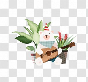Polar Bear Guitar - Tree - Cartoon Playing Transparent PNG