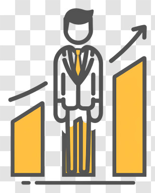 Business Achievement Symbol - Businessman With Growth Chart Transparent PNG