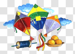 Pongal - Colorful Kites And Makar Sankranti Celebration Transparent PNG