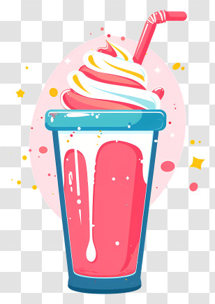 Milkshake Cup - Colorful Milkshake With Straw Transparent PNG