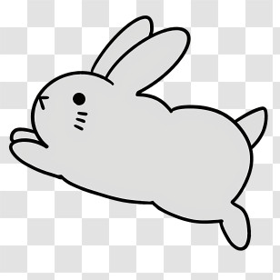 Cartoon - Gray Bunny Cartoon In Leaping Pose Transparent PNG