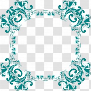 Flower Floral Design Clip Art - Line - Aqua Frame Transparent PNG
