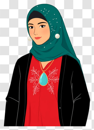 Woman In Hijab - Elegant Woman In Hijab With Jewelry Transparent PNG