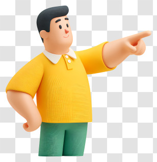 Man Pointing Something - Cartoon Man Pointing In Yellow Shirt Transparent PNG