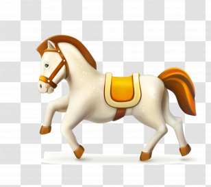 Horse Cartoon Carousel - Vector White Clip Transparent PNG