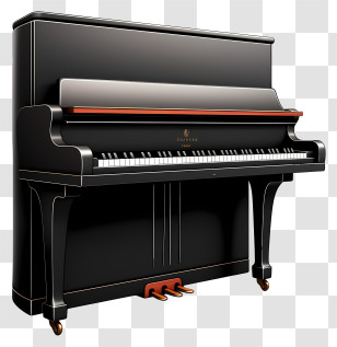 Flat Piano - Elegant Black Upright Piano Transparent PNG