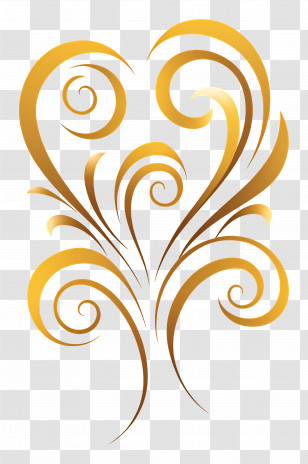 Gold Line Art - Elegant Gold Swirl Pattern Transparent PNG