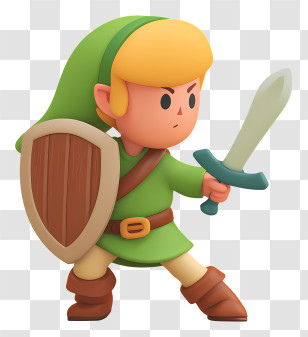 Cute Green Tunic Sword Hero Transparent PNG