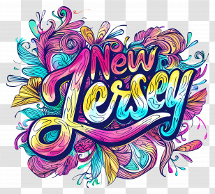 New Jersey - Colorful New Jersey Typography Art Transparent PNG