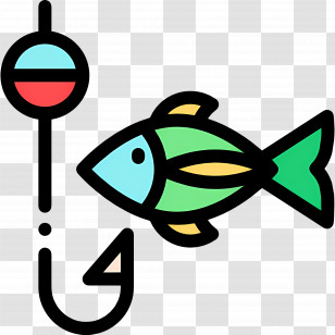 Fishing Hooks - Fish With Hook And Bobber Transparent PNG
