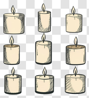 Cartoon - Set Of Minimalist Candle Designs Transparent PNG