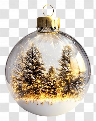 Christmas - Glass Christmas Ornament With A Scenic Winter Design Transparent PNG