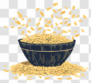 Oats - Bowl Of Flying Grains Illustration Transparent PNG