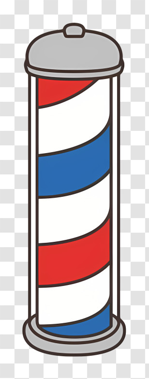 Cartoon - Traditional Red, White, And Blue Barber Pole Transparent PNG