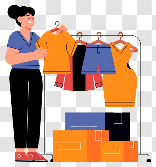Woman Fashion - Woman Organizing Clothes Transparent PNG