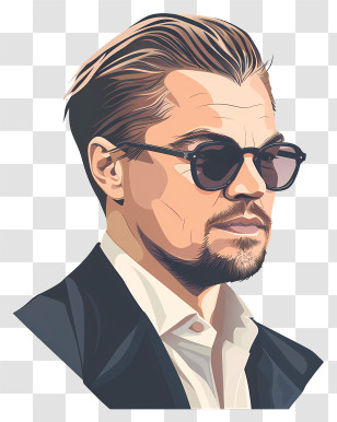 Leonardo Dicaprio - Man With Sunglasses Portrait Illustration Transparent PNG
