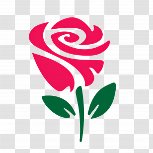Rose Flower - Red Rose Icon With Green Leaves Transparent PNG