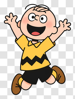 Charlie Brown - Happy Boy In Zigzag Shirt Transparent PNG