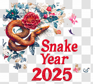 Happy New Year - Year Of The Snake 2025 Transparent PNG