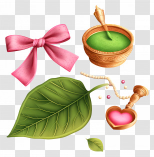 Color Powder - Decorative Leaf With Bow And Bowl Transparent PNG