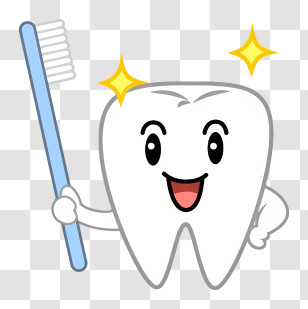 Cartoon - Cartoon Tooth Holding A Toothbrush Transparent PNG