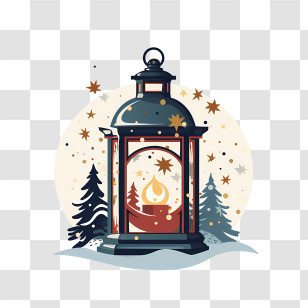 Christmas Lantern - Glowing Lantern With Stars For Christmas Transparent PNG