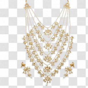Necklace Earring Jewellery Gold Kundan - Body Jewelry - Half Dollar Transparent PNG