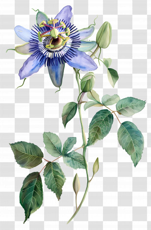 Vintage Flowers - Botanical Illustration Of Passion Flower Transparent PNG