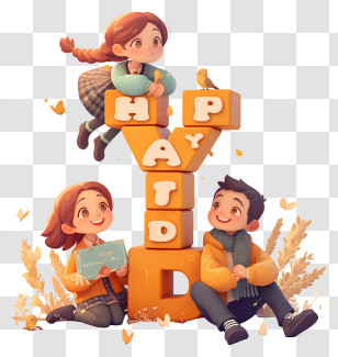Childrens Day Decoration - Playful Kids With Blocks Transparent PNG