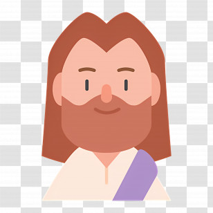 Jesus - Flat Cartoon Bearded Man With White Robe Transparent PNG