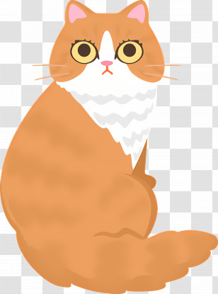 Cartoon Cat - Orange Fluffy Cat Sitting In Cartoon Style Transparent PNG