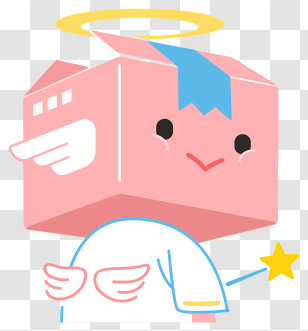 Angel - Pink Box Angel With Halo And Wings Transparent PNG