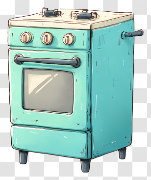 Kitchen Oven - Retro Turquoise Kitchen Oven Illustration Transparent PNG