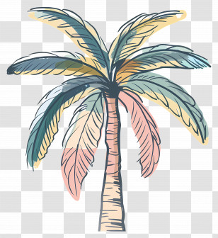 Palm Tree - Cartoon Palm Tree In Tropical Style Transparent PNG