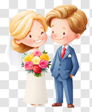 Bride And Groom - Cute Cartoon Bride And Groom Transparent PNG