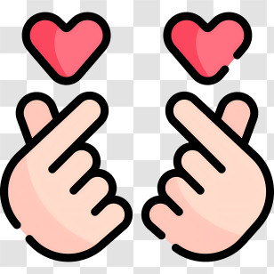 Kpop - Cute Hand Heart Gesture Illustration Transparent PNG