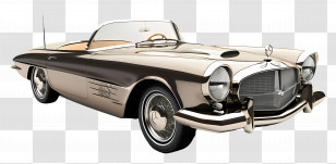 3d Car - Retro Beige Vintage Convertible Car Transparent PNG