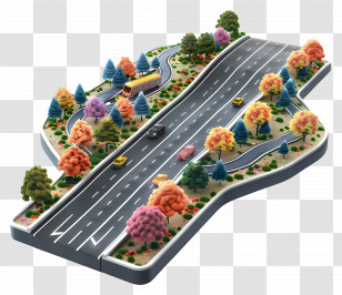 Highway Road - Highway With Cars And Trees Transparent PNG