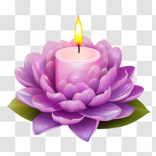 Candle Lotus Flower - Purple Candle In Lotus Flower Transparent PNG