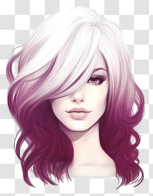 Female Face - Stylish Woman With Gradient Hair Transparent PNG