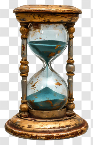 Hourglass - Antique Hourglass With Blue Sand Transparent PNG