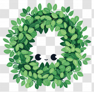 Green Wreath - Cute Leaf Wreath With Face Transparent PNG